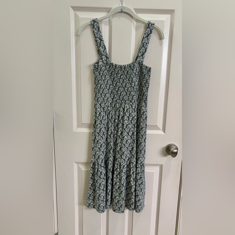LOFT Green Midi Sundress with Square Neck